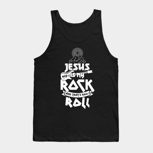 Christianity Guitar Player Jesus Is My Rock & Thats How i Roll Christian Tank Top by CheesyB